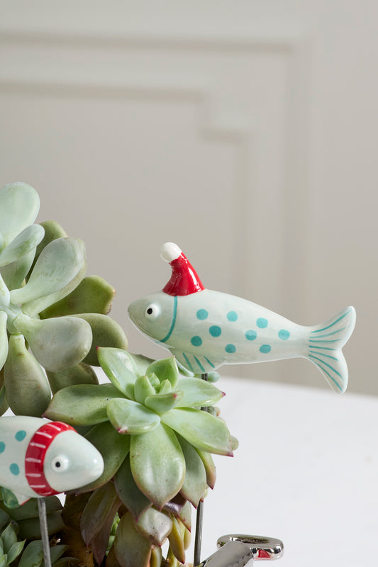 Festive Fish Plant Sticks Set of 6 By Accent Decor | Planters, Troughs & Cachepots | Modishstore - 1