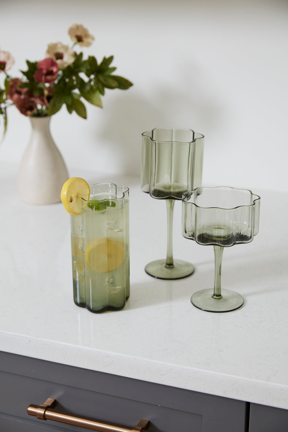 Floret Drinkware Set of 4 By Accent Decor | Planters, Troughs & Cachepots | Modishstore - 3