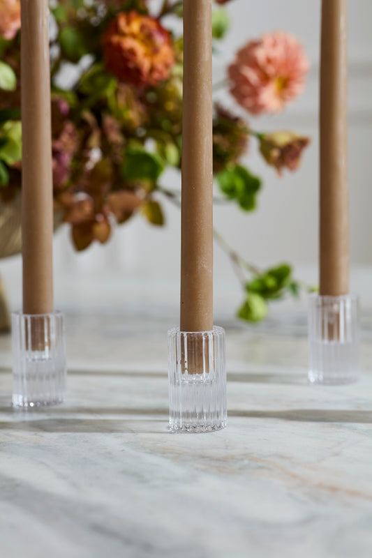 Fluted Glass Candleholders Set of 4 By Accent Decor | Candle Holders | Modishstore - 1