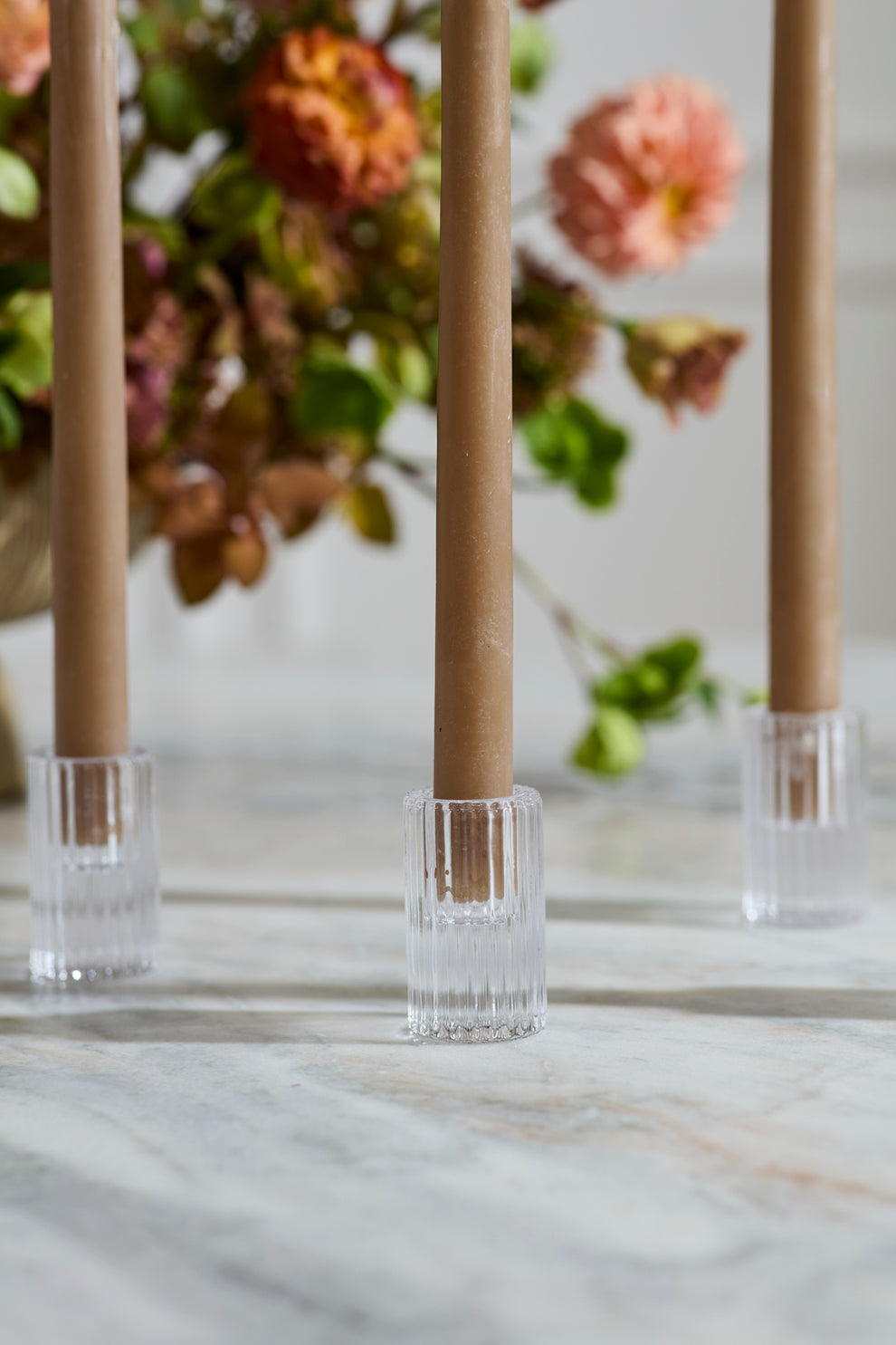 Fluted Glass Candleholders Set of 4 By Accent Decor | Candle Holders | Modishstore - 1