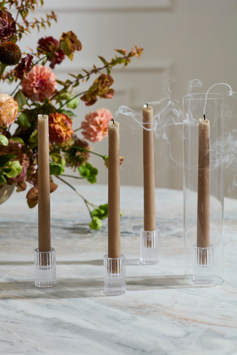 Fluted Glass Candleholders Set of 4 By Accent Decor | Candle Holders | Modishstore - 3