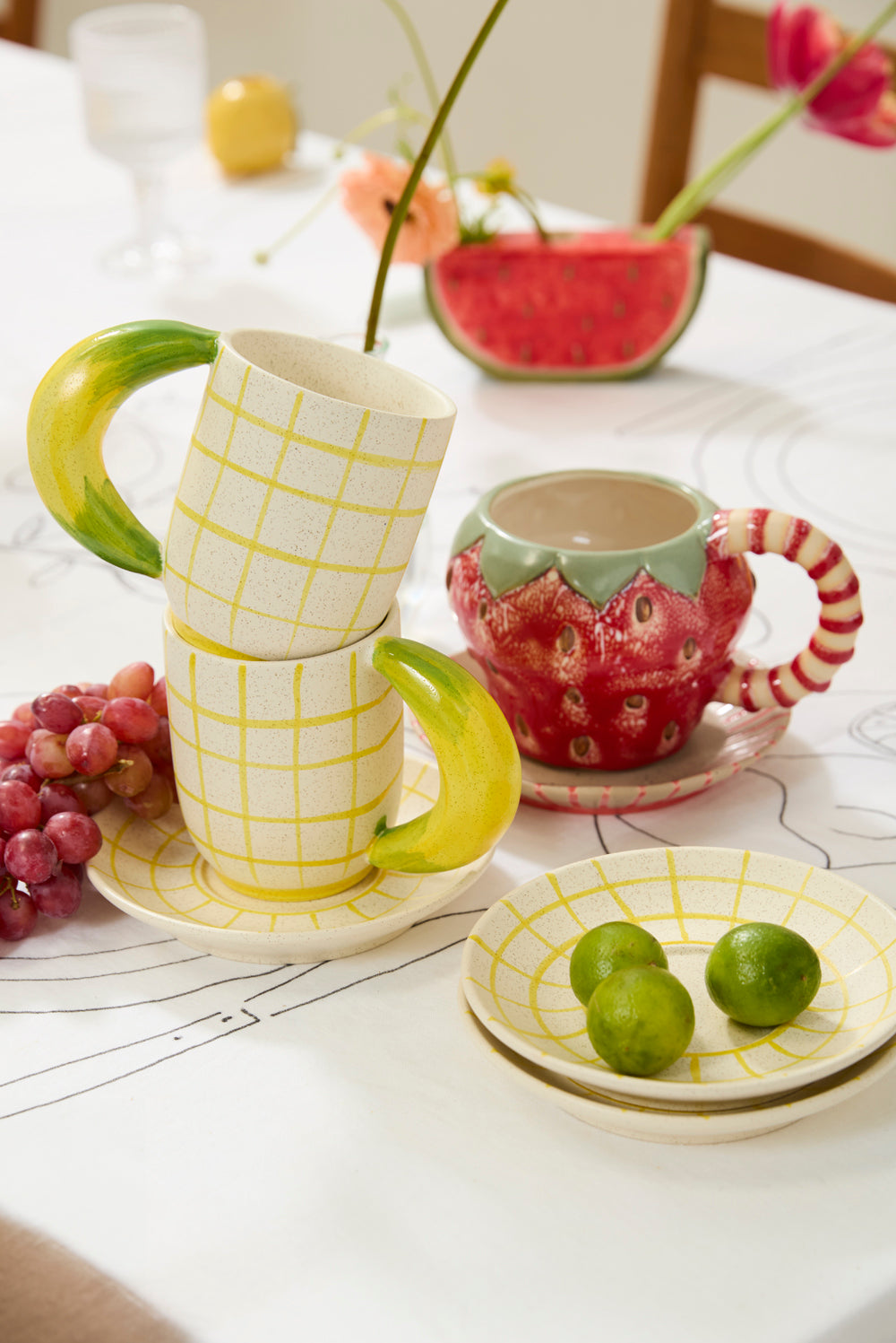 Fresh Fruit Mug with Saucer Set of 4 By Accent Decor | Stands | Modishstore - 1