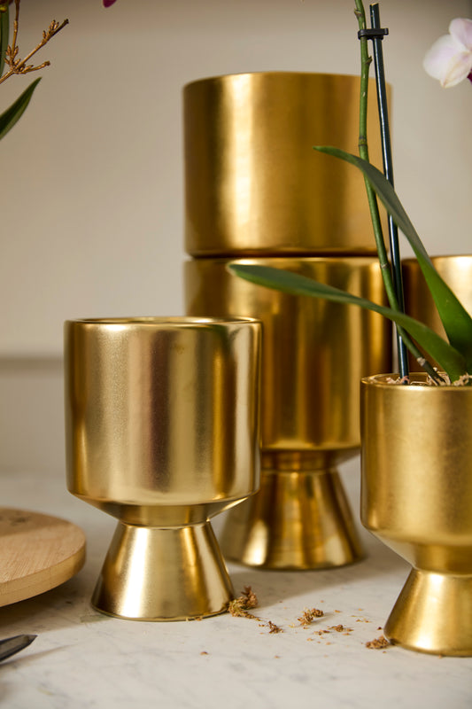 Gold De Vil Pot Set of 4 By Accent Decor | Stands | Modishstore - 1