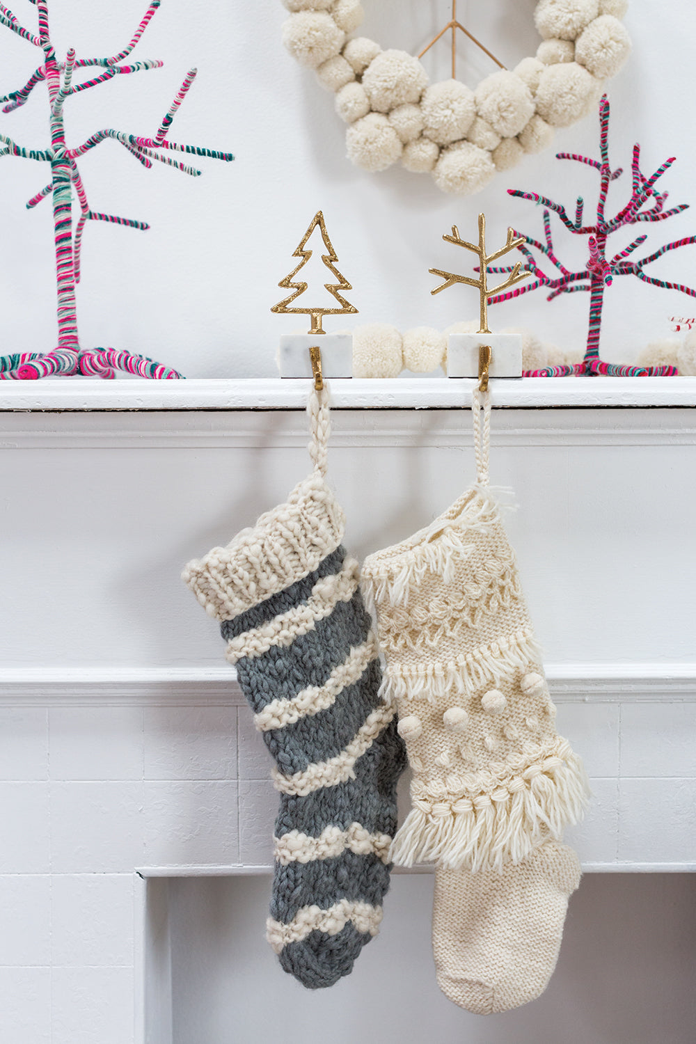 Hand Knit Stocking Set of 2 By Accent Decor | Decor | Modishstore - 4