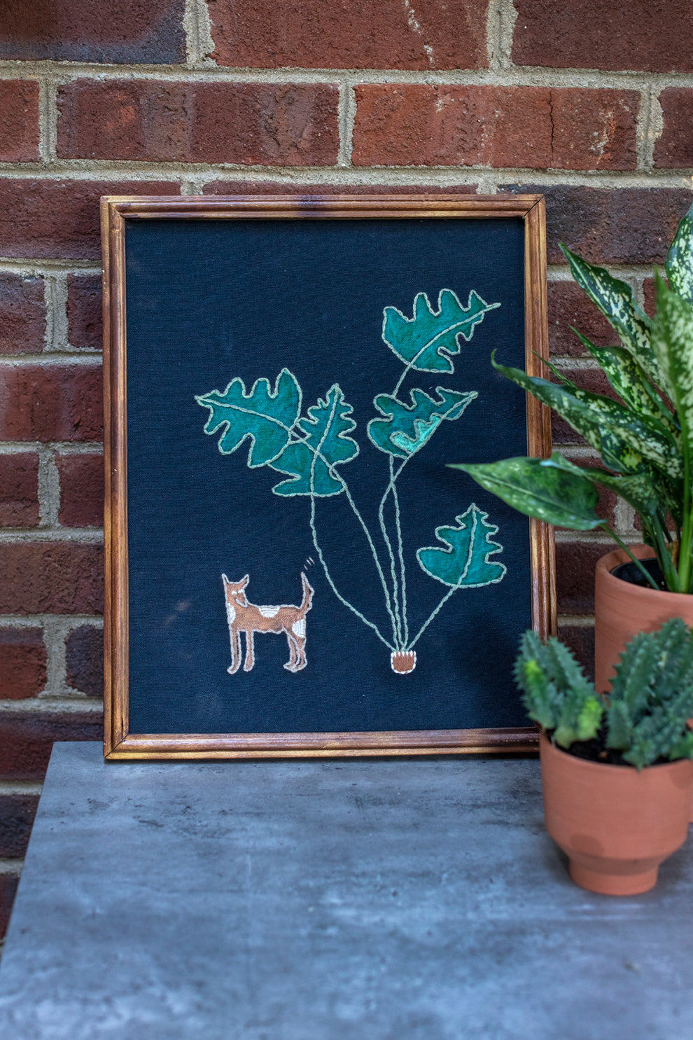 Happy Dog Embroidered Wall Art By Accent Decor | Wall Art | Modishstore - 2