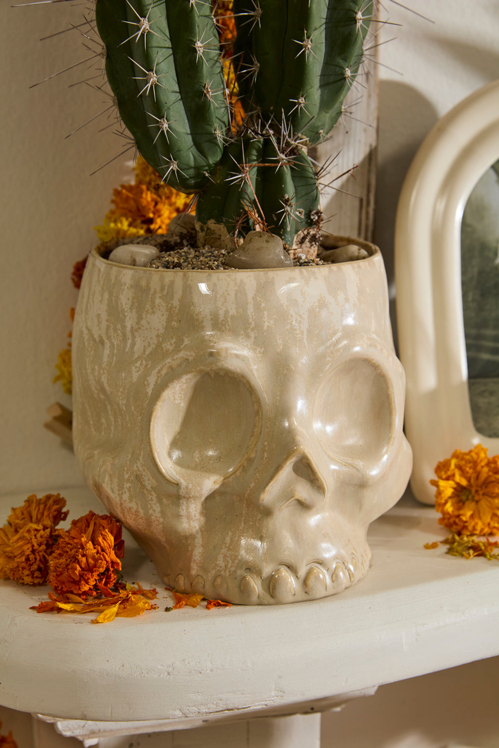 Haunting Skull Pot Set of 2 By Accent Decor | Planters, Troughs & Cachepots | Modishstore - 6
