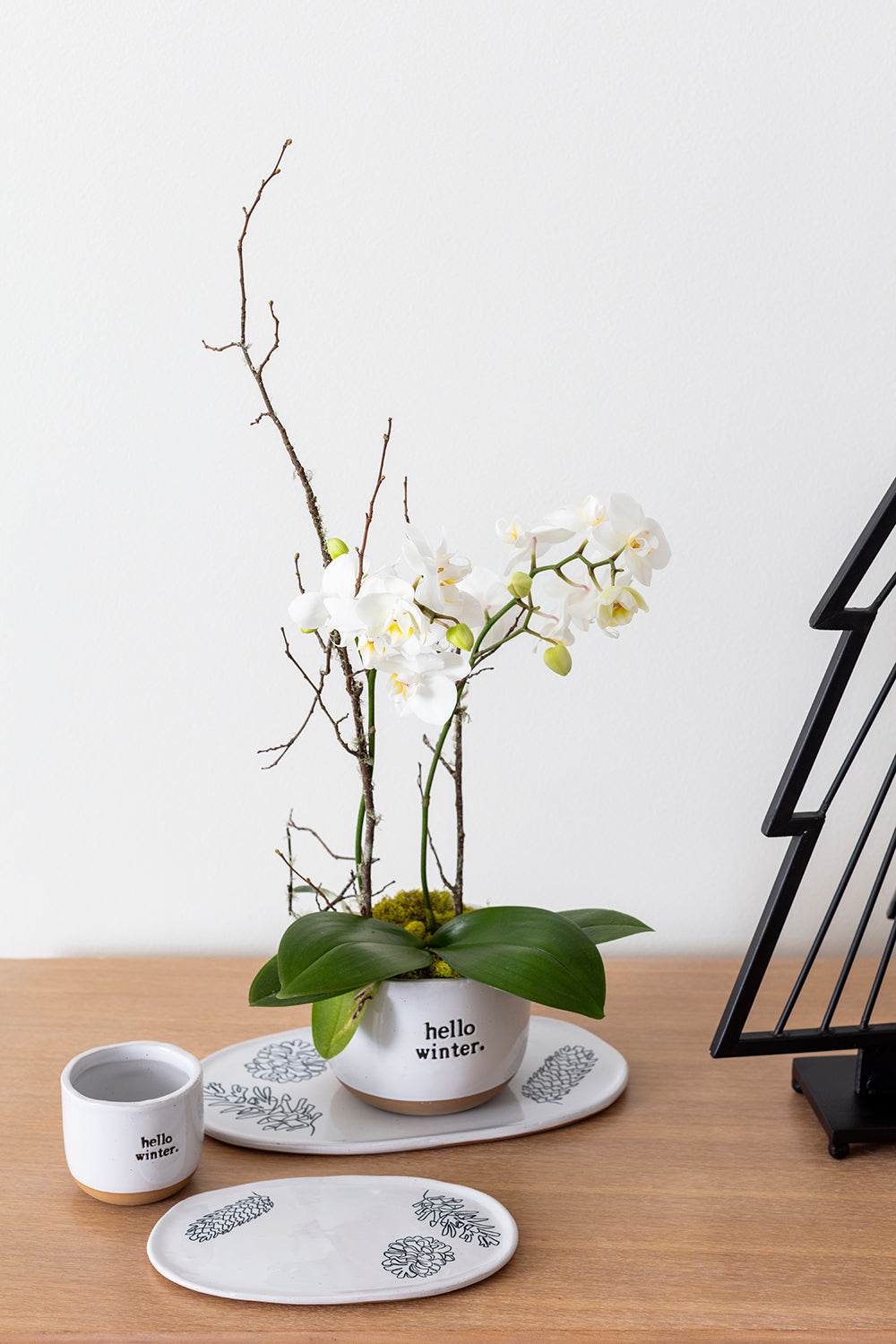 Hello Winter Pot and Tray Set of 4 By Accent Decor | Planters, Troughs & Cachepots | Modishstore - 3