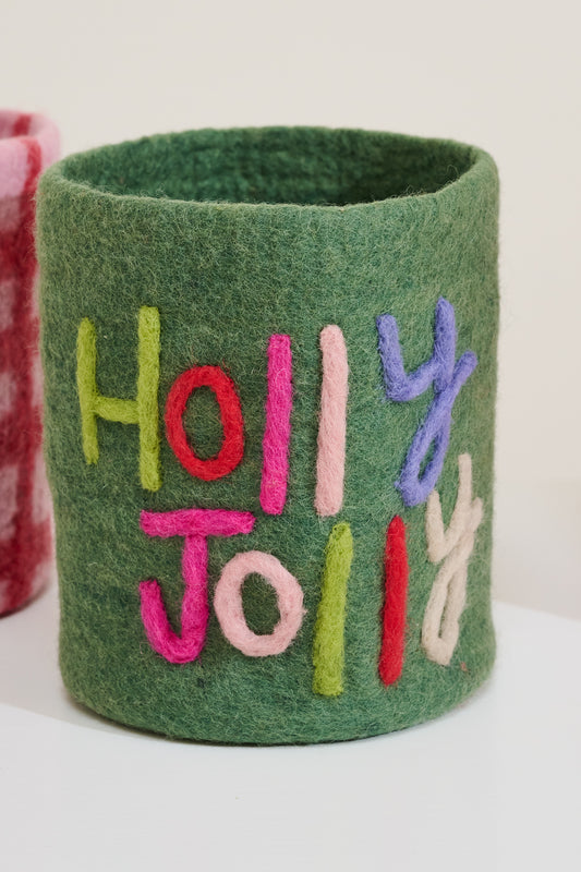 Holly Jolly Felt Pot Cover Set of 2 By Accent Decor | Wall Decor | Modishstore - 1