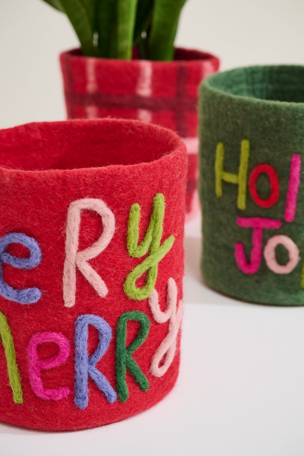 Holly Jolly Felt Pot Cover Set of 2 By Accent Decor | Wall Decor | Modishstore - 4