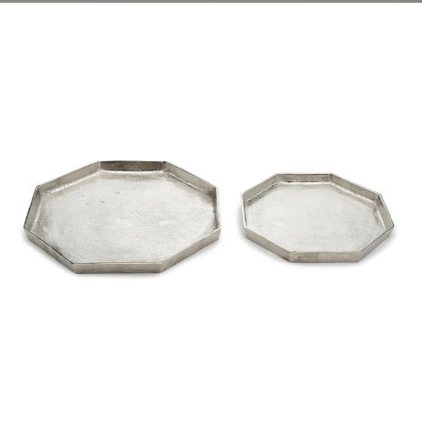Octagon Silver Tray Set Of 4 By Tozai Home | Trays | Modishstore - 2