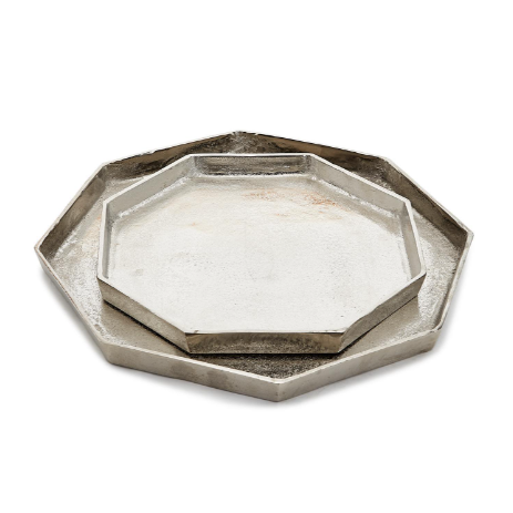 Octagon Silver Tray Set Of 4 By Tozai Home | Trays | Modishstore - 3