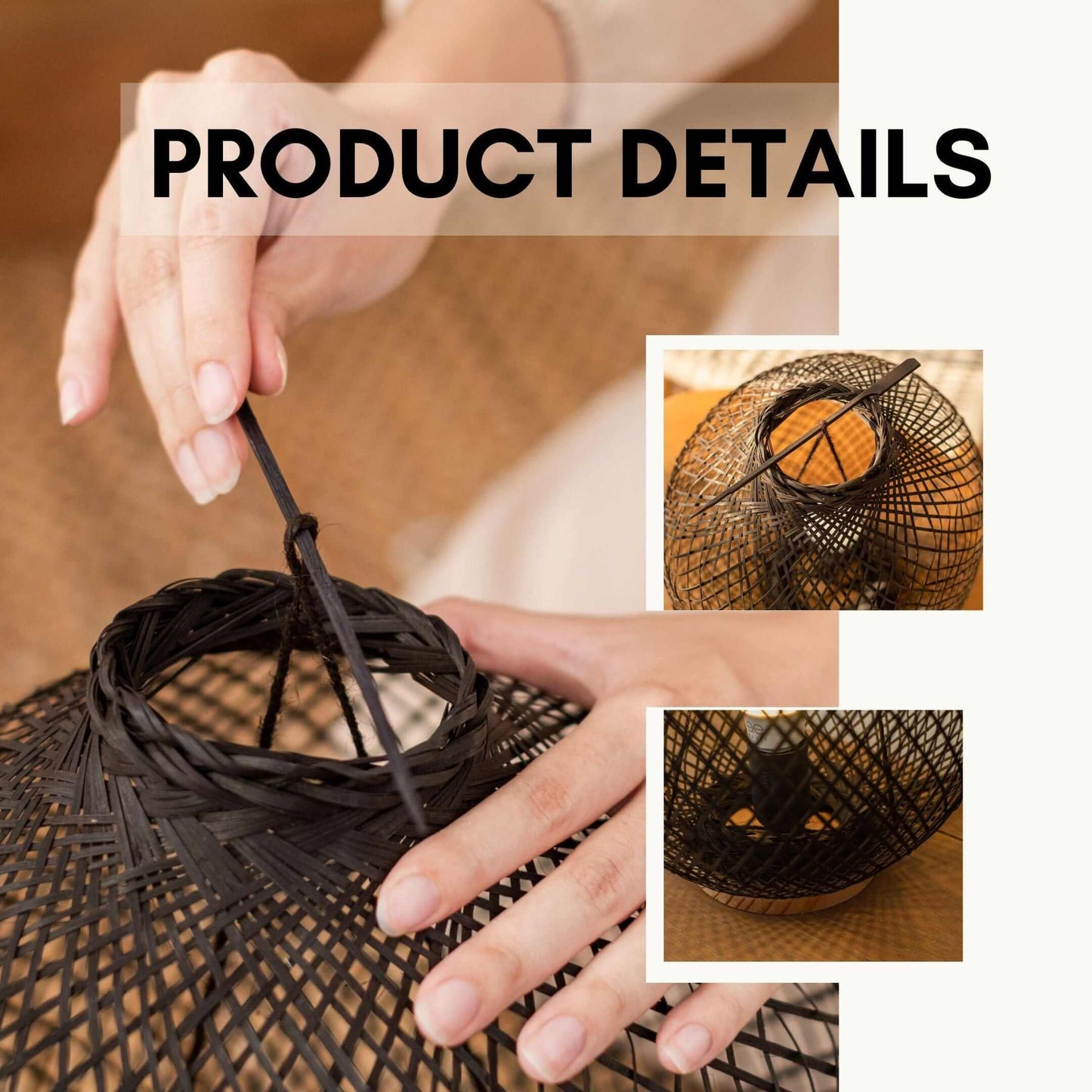 A Da - Bamboo Boho Table Lamp - Natural Elegance Illuminated (Black) By Thaihome | Table Lamps | Modishstore - 2