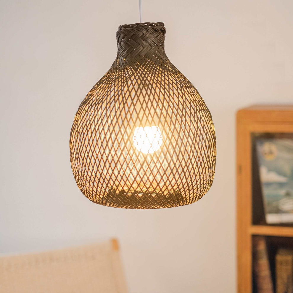 Black Kun Ya Na - Bamboo Pendant Light Shade (10 - 11 Inches) By Thaihome | Pendant Lamps | Modishstore - 2
