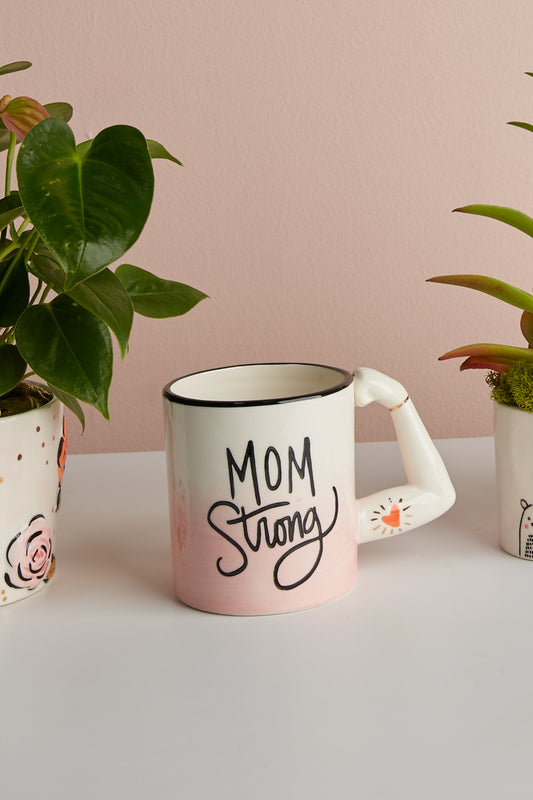 Mom Strong Mug Set of 4 By Accent Decor | Planters, Troughs & Cachepots | Modishstore - 1