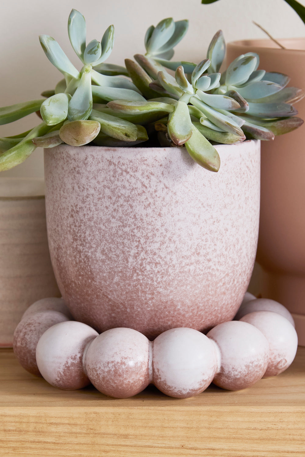 Pearl Pot with Saucer Set of 2 By Accent Decor | Planters, Troughs & Cachepots | Modishstore - 1