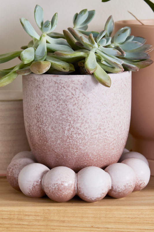 Pearl Pot with Saucer Set of 2 By Accent Decor | Planters, Troughs & Cachepots | Modishstore - 1