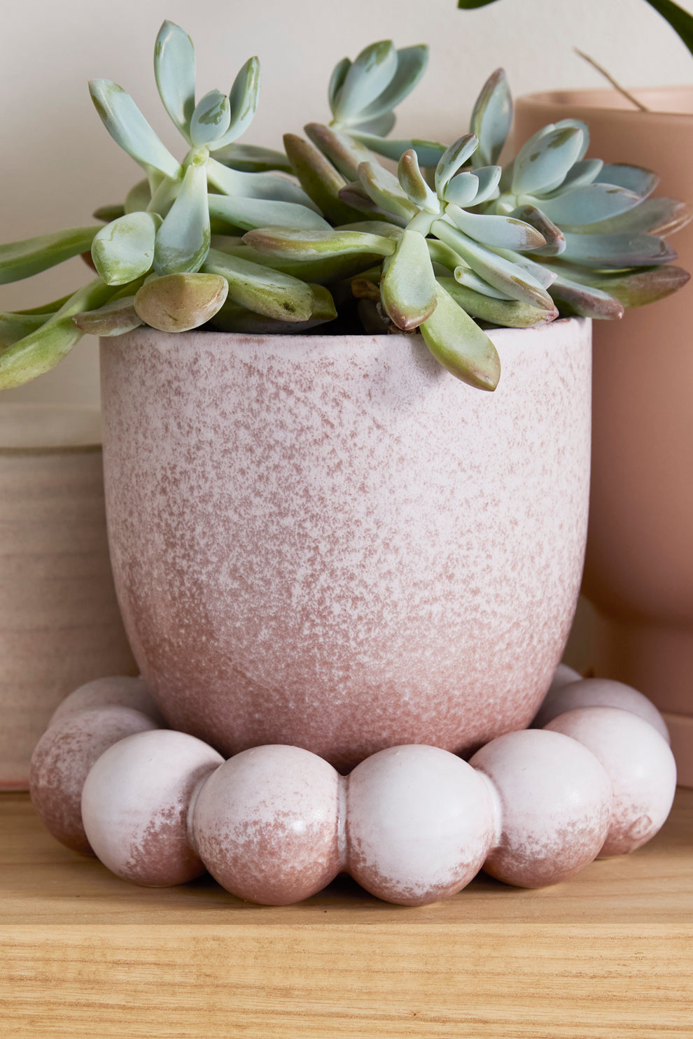 Pearl Pot with Saucer Set of 2 By Accent Decor | Planters, Troughs & Cachepots | Modishstore - 1