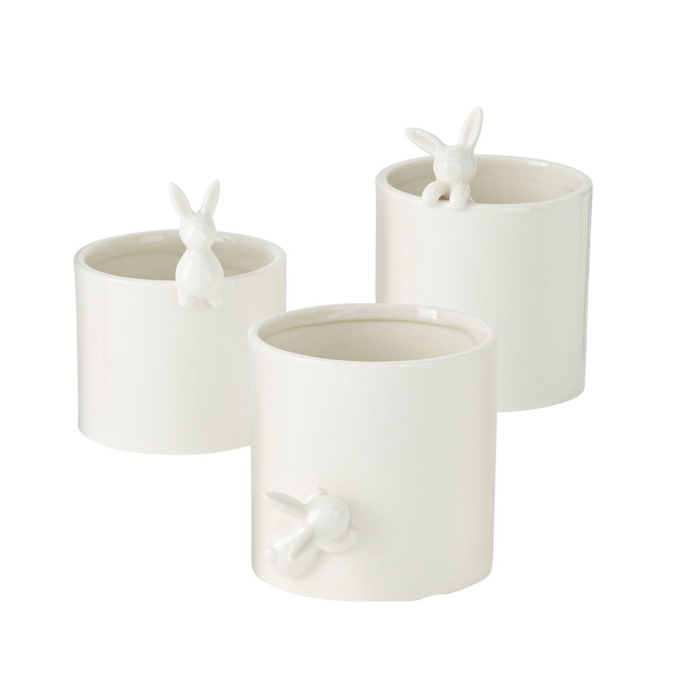 Peeking Bunny Pots Set of 6 By Accent Decor | Planters, Troughs & Cachepots | Modishstore - 3