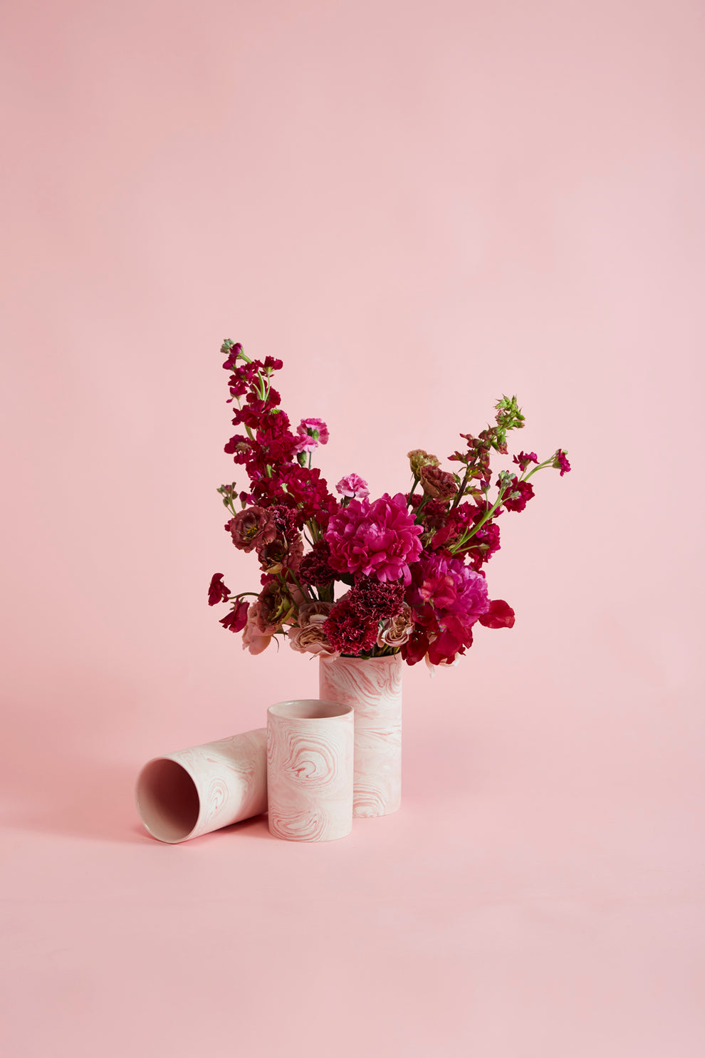 Pink Marbleized Vase Set of 4 By Accent Decor | Vases | Modishstore - 3