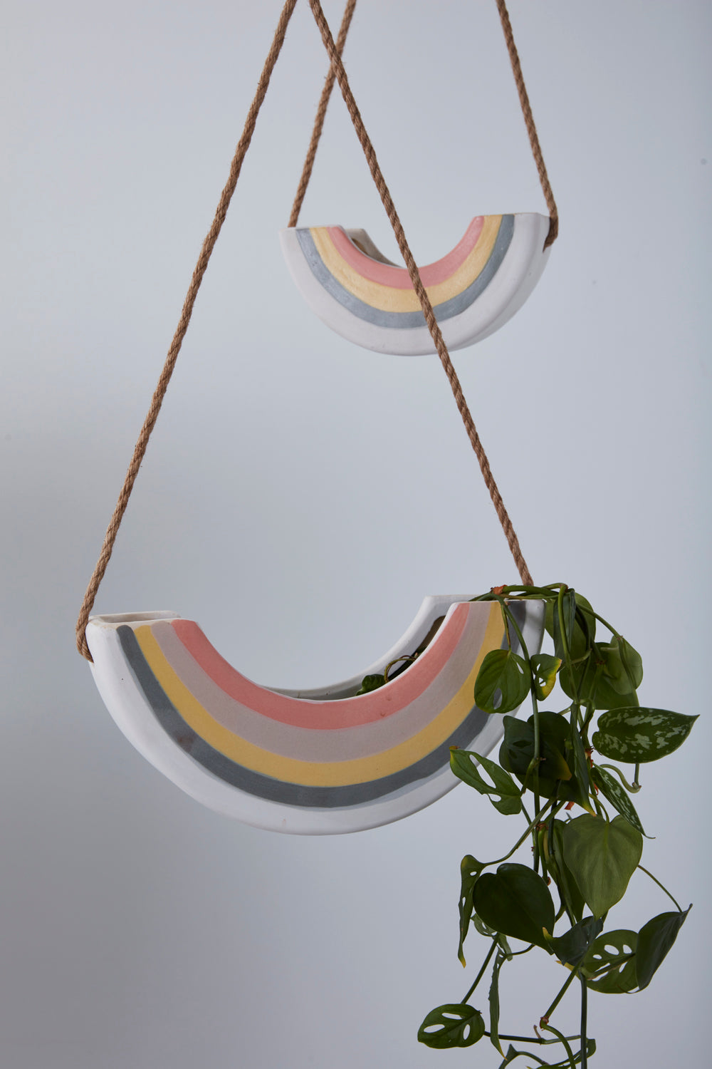 Rainbow Hanging Planter Set of 2 By Accent Decor | Planters, Troughs & Cachepots | Modishstore - 1