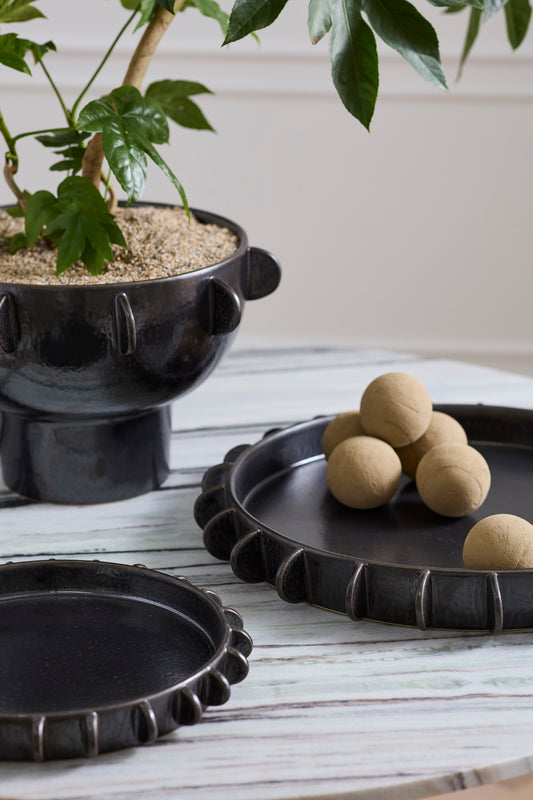 Black Reverie Tray By Accent Decor | Planters, Troughs & Cachepots | Modishstore - 1