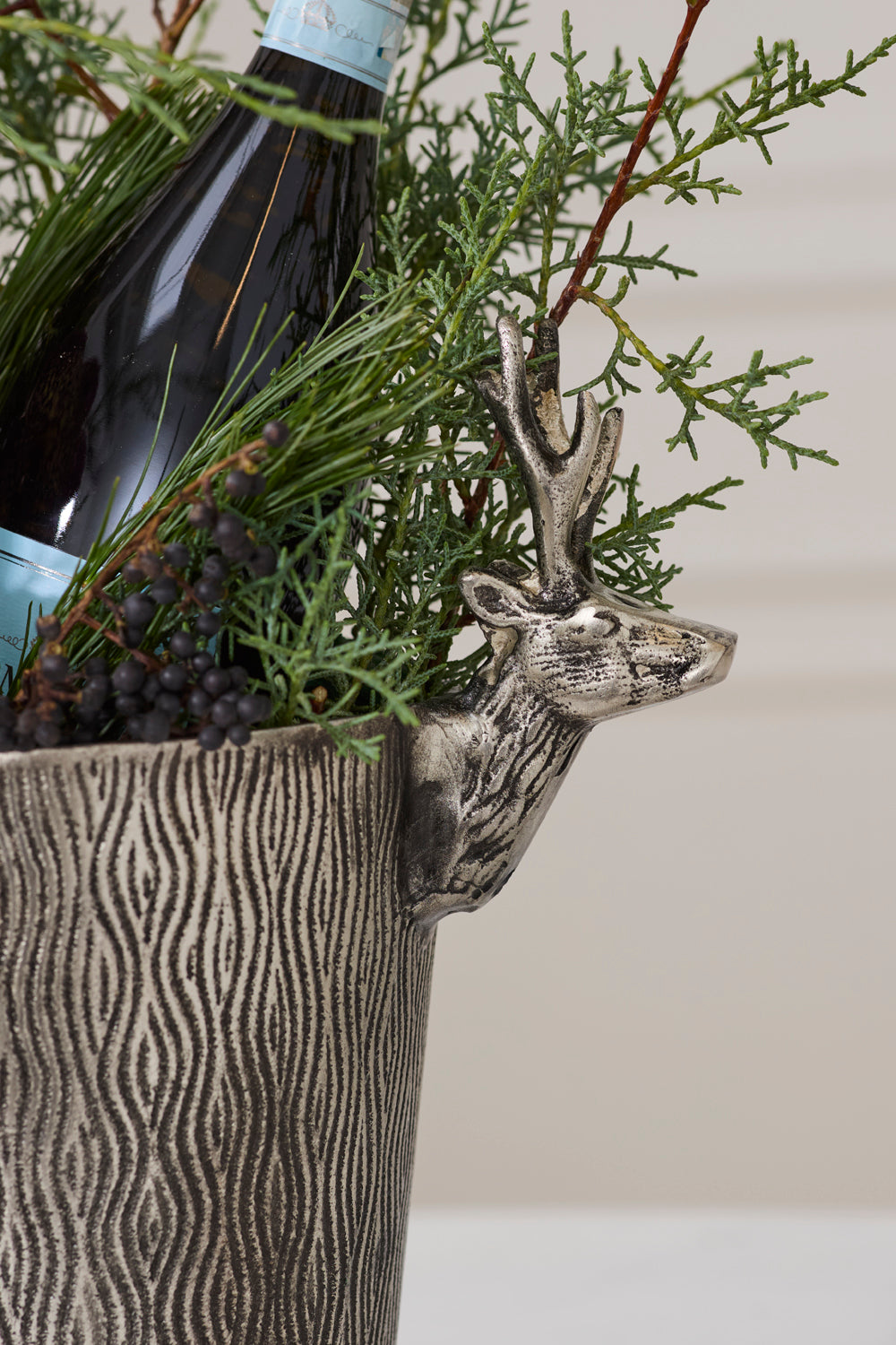 Silver Deer Bucket By Accent Decor | Planters, Troughs & Cachepots | Modishstore - 1