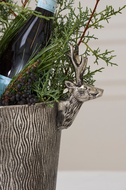 Silver Deer Bucket By Accent Decor | Planters, Troughs & Cachepots | Modishstore - 1