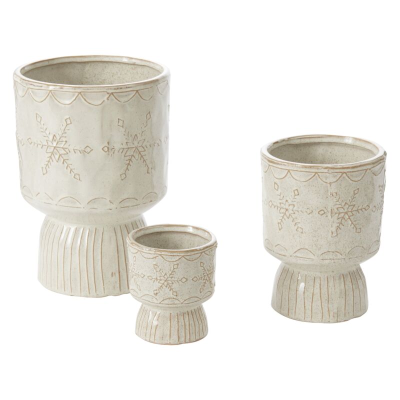 Snowflurry Footed Pot 6.75"x 9.75" By Accent Decor | Planters, Troughs & Cachepots | Modishstore - 3