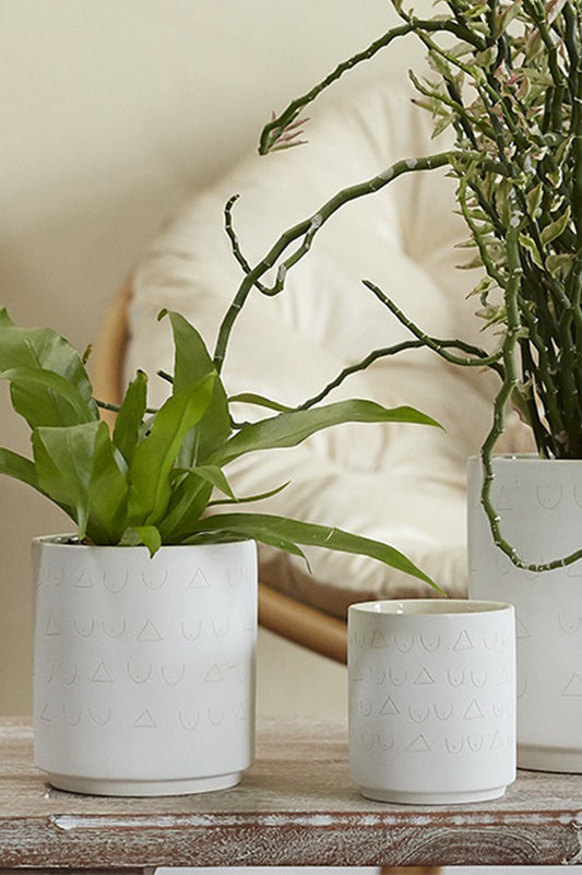 Triangles and Tatas Pot Set of 8 By Accent Decor | Planters, Troughs & Cachepots | Modishstore - 1