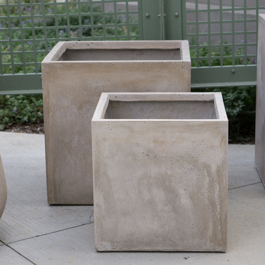 Distressed Smooth: Square Urbano, Set/ 2 (ADDITIONAL FREIGHT REQUIRED) By Gold Leaf | Planters, Troughs & Cachepots | Modishstore - 1