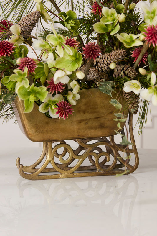 Vintage Sleigh Planter By Accent Decor | Planters, Troughs & Cachepots | Modishstore - 1