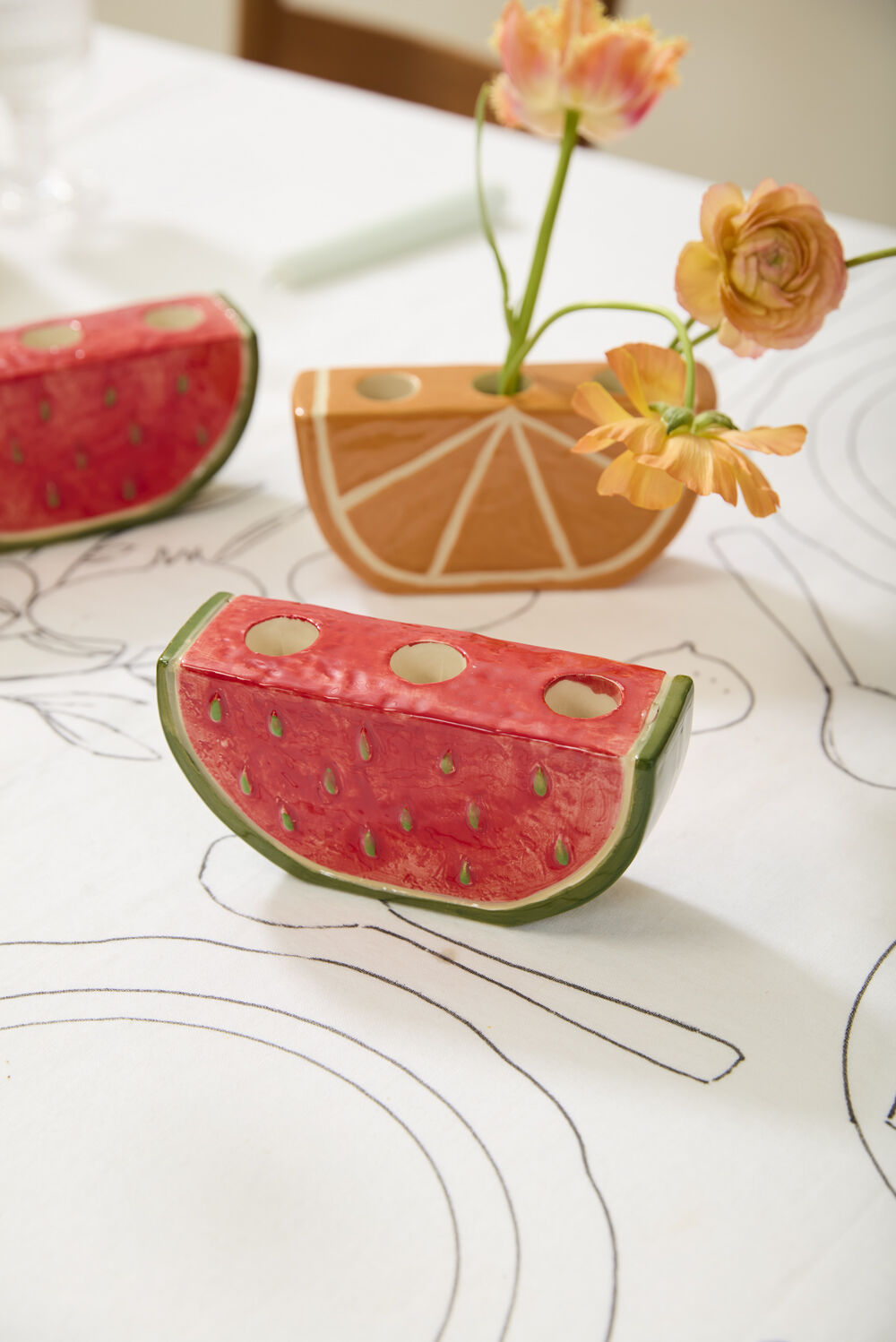 Watermelon Budvase Set of 4 By Accent Decor | Vases | Modishstore - 1