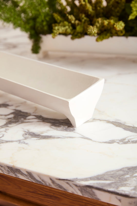 White Edison Tray Set of 2 By Accent Decor | Planters, Troughs & Cachepots | Modishstore - 1