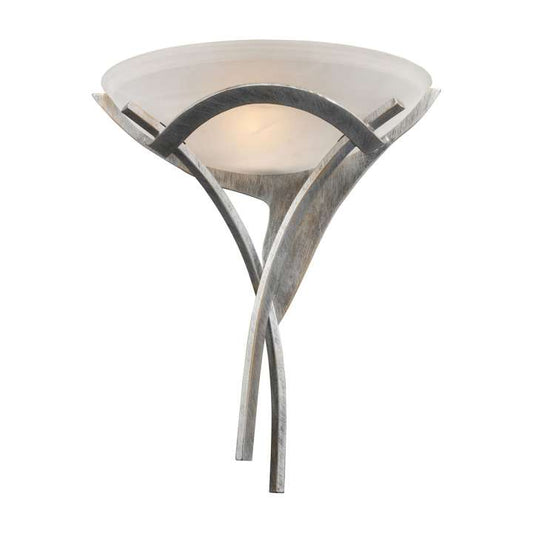Aurora 1-Light Sconce in Tarnished Silver with White Faux-Alabaster Glass | Sconces | Modishstore