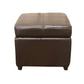 Baxton Studio Dark Brown Full Leather Storage Cube Ottoman | Modishstore | Ottomans