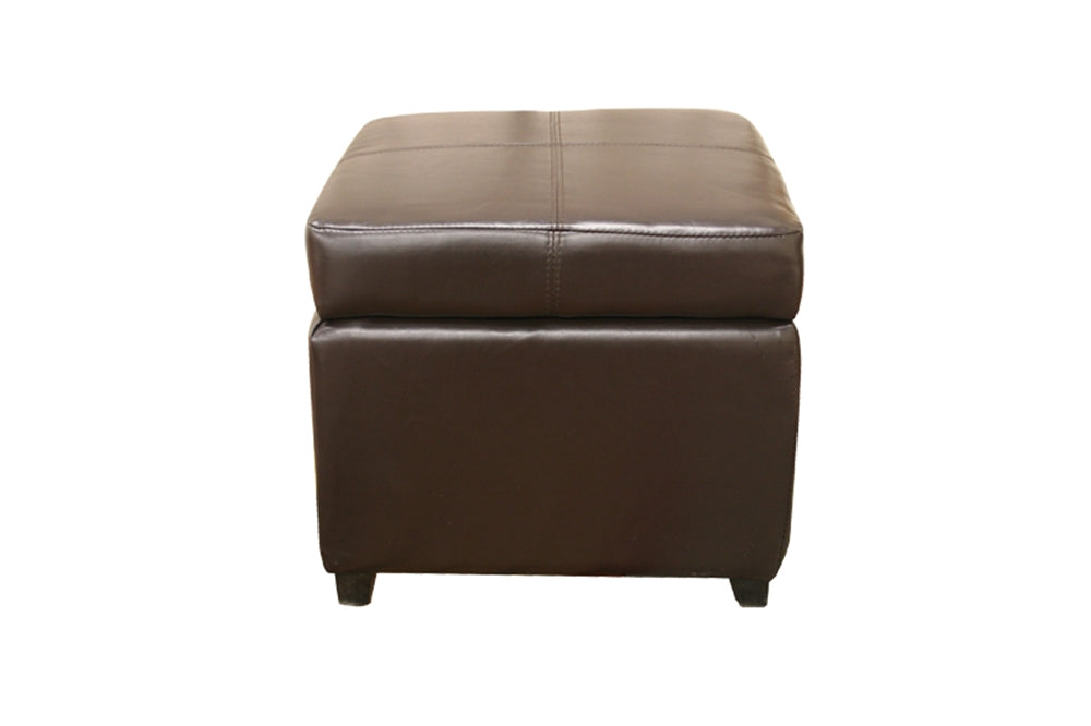 Baxton Studio Dark Brown Full Leather Storage Cube Ottoman | Modishstore | Ottomans