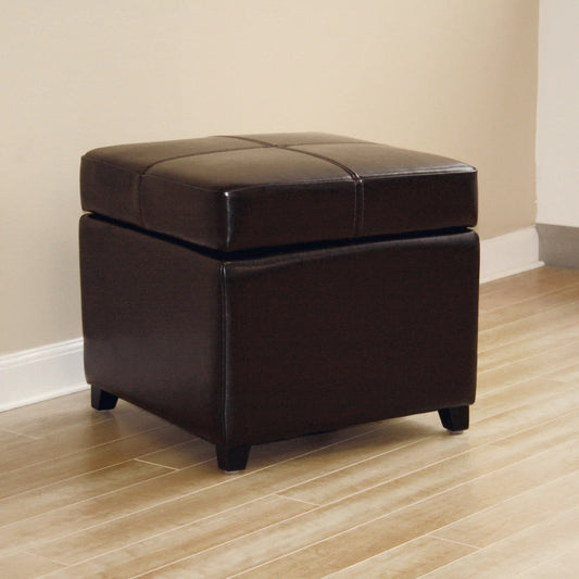 Baxton Studio Dark Brown FauxOttoman with Rounded Sides | Ottomans | Modishstore