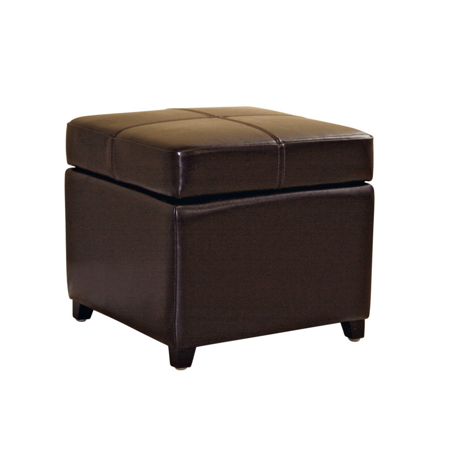 Baxton Studio Dark Brown Full Leather Storage Cube Ottoman | Ottomans | Modishstore - 2
