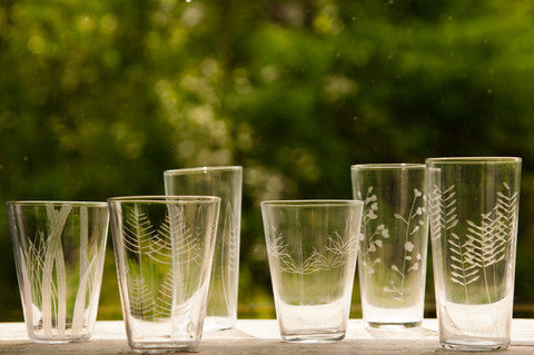 Roost Etched Botanical Glassware