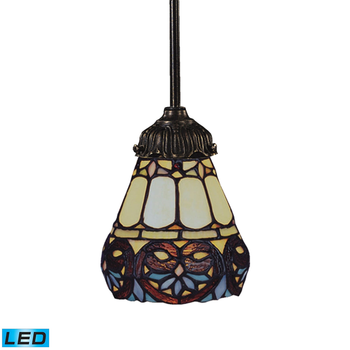 Mix-N-Match 1-Light Mini Pendant in Tiffany Bronze and Tiffany Style Glass - Includes LED Bulb ELK Lighting 078-TB-21-LED | Pendant Lamps | Modishstore
