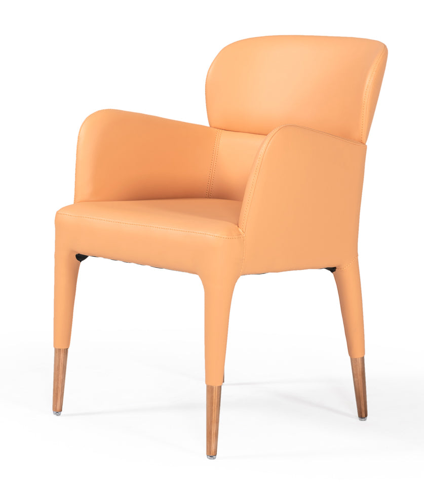 Modrest Ogden - Modern Peach & Rosegold Dining Armchair | Modishstore | Dining Chairs