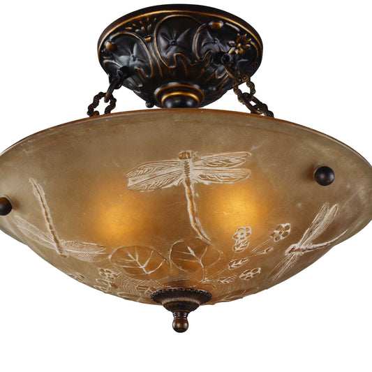 Restoration 16'' Wide 3-Light Semi Flush Mount - Golden Bronze By ELK |Ceiling Lamps |Modishstore 