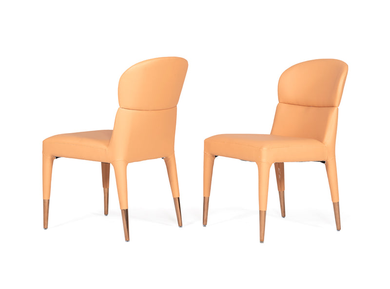 Modrest Ogden - Modern Peach & Rosegold Dining Chair (Set of 2) | Modishstore | Dining Chairs