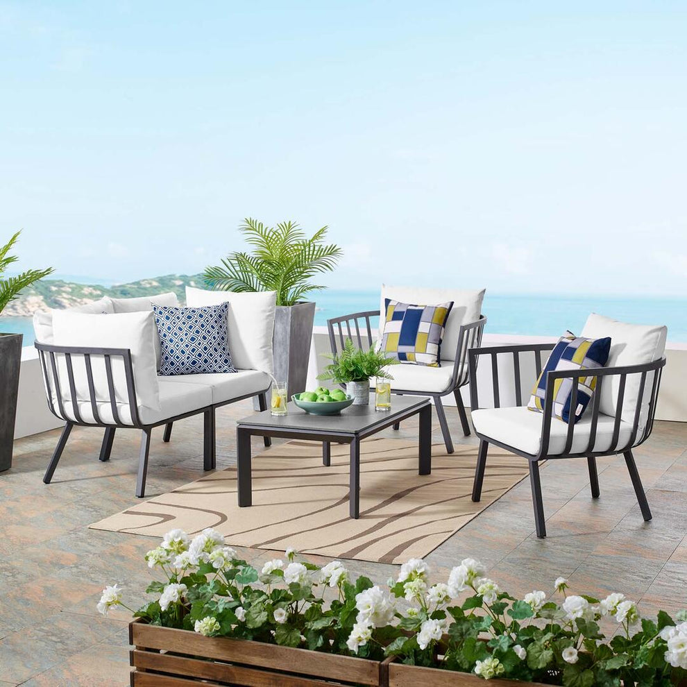 Modway Riverside 5 Piece Outdoor Patio Aluminum Set - EEI-3786 | Outdoor Sofas, Loveseats & Sectionals | Modishstore - 1