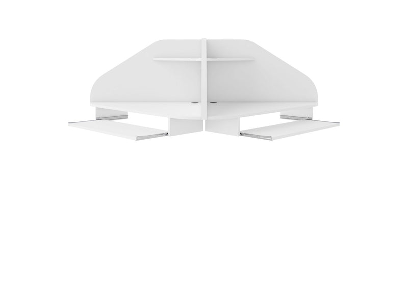 Manhattan Comfort Bradley Floating 2-Piece Cubicle Section Desk with Keyboard Shelf in White | Desks | Modishstore