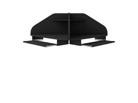 Manhattan Comfort Bradley Floating 2-Piece Cubicle Section Desk with Keyboard Shelf in Black | Desks | Modishstore