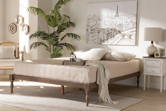 Baxton Studio Iseline Modern and Contemporary Antique Oak Finished Wood Queen Size Platform Bed Frame | Modishstore | Beds