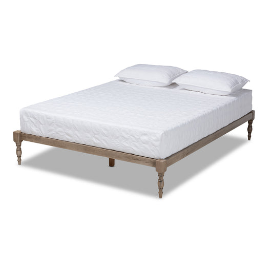 Baxton Studio Iseline Modern and Contemporary Antique Grey Finished Wood Full Size Platform Bed Frame | Beds | Modishstore