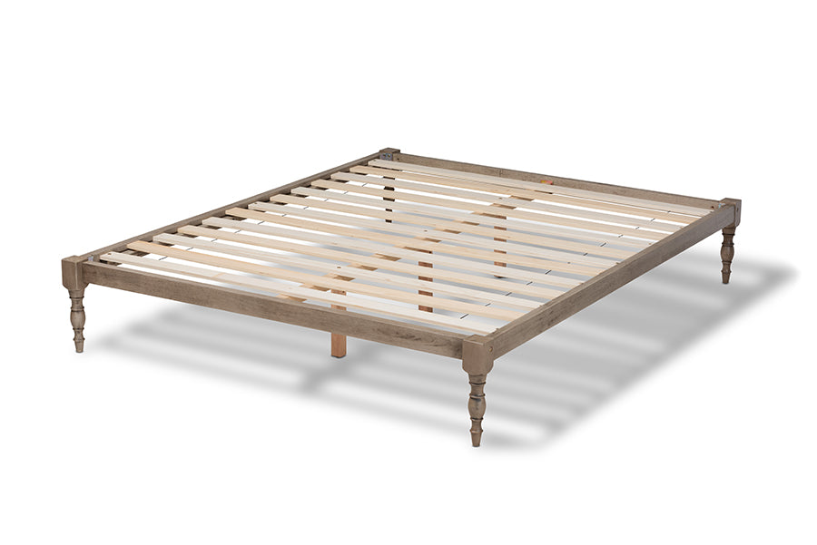 Baxton Studio Iseline Modern and Contemporary Antique Grey Finished Wood Full Size Platform Bed Frame | Beds | Modishstore - 6