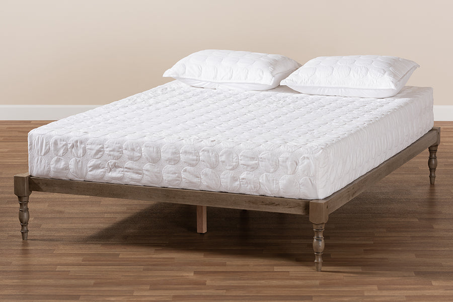 Baxton Studio Iseline Modern and Contemporary Antique Grey Finished Wood Full Size Platform Bed Frame | Beds | Modishstore - 3
